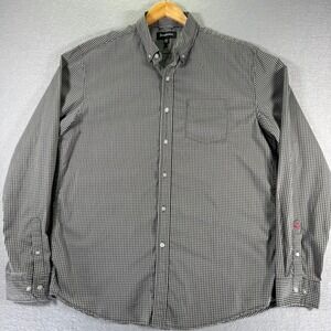 Betabrand Button Down Shirt Mens 2XL Slim Fit Gray Check Classic‎ Comfort Pocket